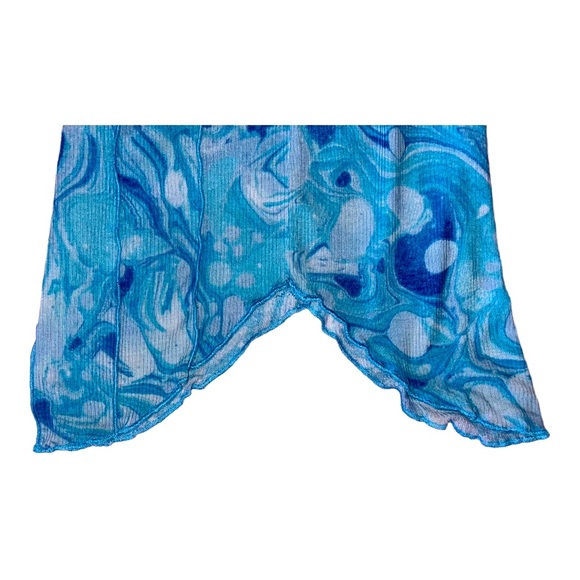 Blue Asymmetrical Hem Mock Neck Top - Picture 3 of 3